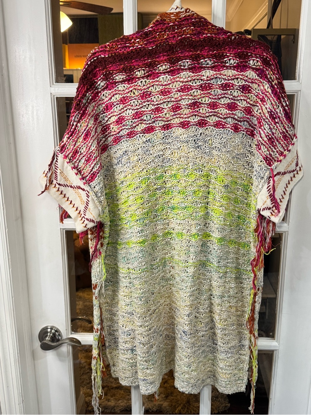 Free People Skies the Limit Cardigan/sweater/poncho Dessert Dream Fringe Boho - Picture 13 of 13